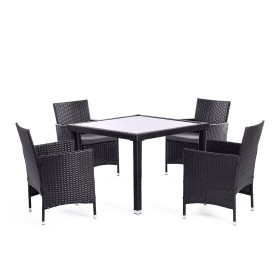 Обеденный сет (стол+4стула) (mod. 210036)  черный, ткань: DB-16, серый 