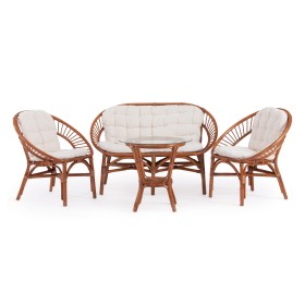 Комплект для отдыха TURKEY (стол круглый (со стеклом)+2 кресла + диван) /с подушками/  coco brown (коричневый кокос) 