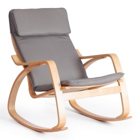 Кресло-качалка mod. AX3005  дерево: натуральный #1/ ткань светло-серая 2022-6 