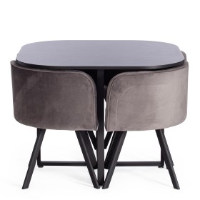 Комплект (стол, 4 стула) QUADRON (mod. PT14)  Black(Черный)/Light-grey(светло-серый) HLR-24/чёрн 