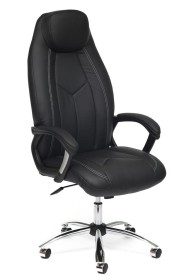 Кресло BOSS (хром)  черный/черный перфорированный 
