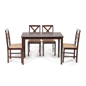 Обеденный комплект Хадсон (стол + 4 стула)/ Hudson Dining Set  cappuccino (темный орех) 