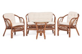 КОМПЛЕКТ " NEW BOGOTA " ( диван + 2 кресла + стол со стеклом ) /с подушками/  coco brown (коричневый кокос) 